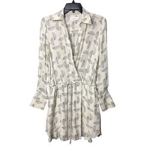 A.L.C Isobel Silk Mini Dress Half Moon Pattern Cream Black Size 2 Quiet Luxury